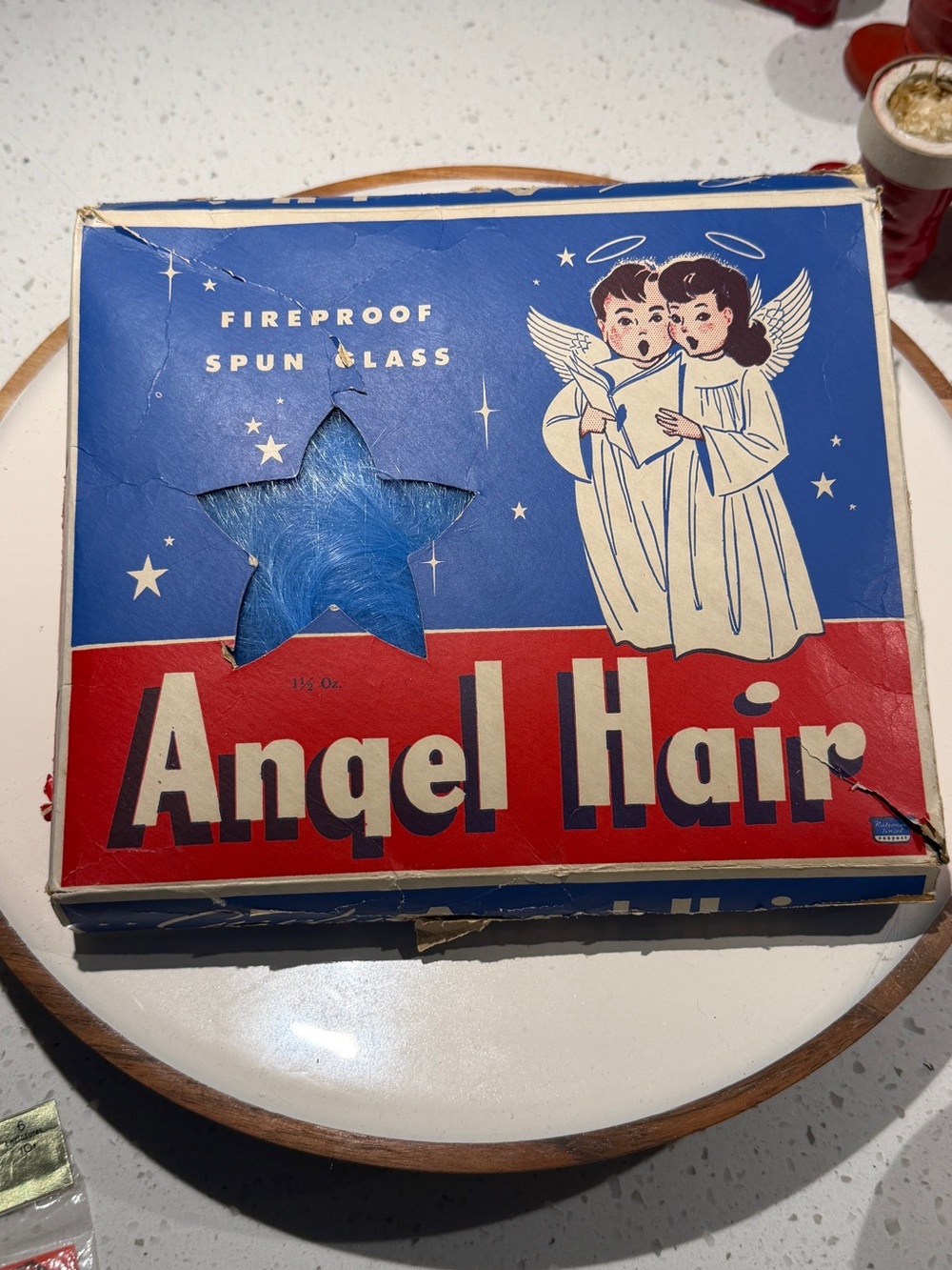 Vintage Angel Hair Fireproof Spun Glass Christmas Decor | 1950s OB IN BOX
